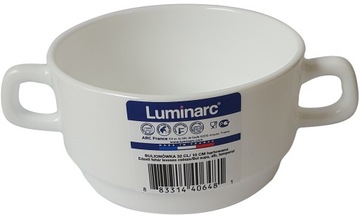 LUMINARC BIAŁA BULIONÓWKA BARSZÓWKA FLACZARKA MISECZKA Z USZAMI 320 ML