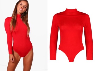 Boohoo Białe gładkie body półgolf XS (34)