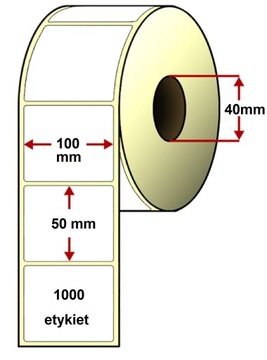Etykiety termiczne do Zebra, Brother TD, białe 100x50mm, fi 40mm, 1000sztuk