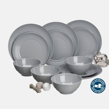 FLAMEFIELD NON SLIP COOL GREY zestaw naczyń z melaminy