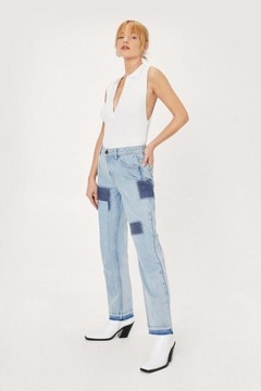 NASTY GAL SPODNIE JEANS ŁATY U2F XXJ__XXS