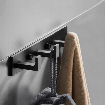 Вешалка для полотенец для ванной, ЧЕРНАЯ, LOFT METAL, КРЮЧКИ LOFT, 24 см
