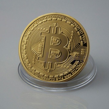 Биткойн-медаль Золотая коллекционная монета BTC + коробка Capsule XL