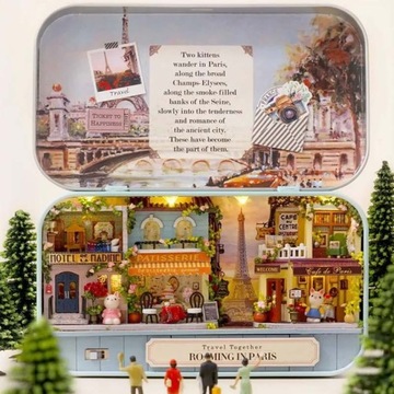Miniaturowy domek DIY Zabłądzić w Paryżu Francja Wieża Eiffla