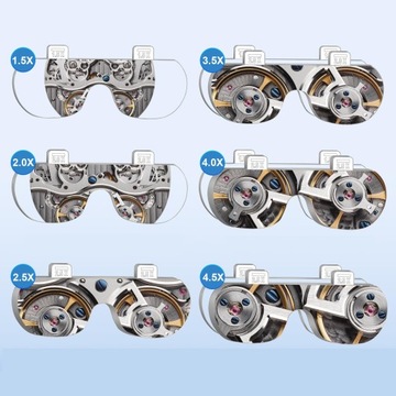 OKULARY POWIĘKSZAJĄCE ZEGARMISTRZOWSKIE Z LUPĄ I LAMPKĄ LED USB 1,5x - 4,5x