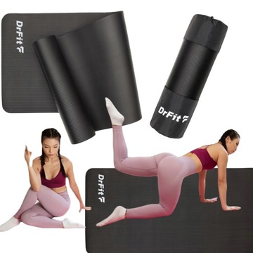 Mata do ćwiczeń Fit.Me 183 cm x 61 cm czarny mata do jogi joga rozgrzewka