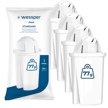 Filtr Wessper AquaClassic do dzbanka szklanego Crystal Dafi zamiennik 4x