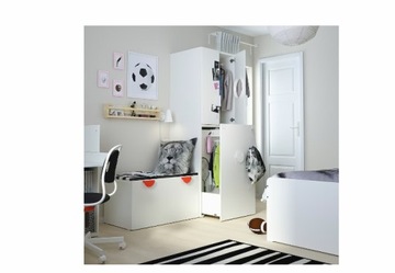 ИКЕА СМАСТАД Гардероб с электроприводом высота белая береза/штанга платяная 60x57x196 см