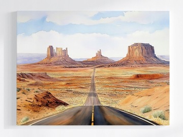 OBRAZ NA PŁÓTNIE CANVAS MONUMENT VALLEY DROGA PUSTYNIA USA UTAH 100x75