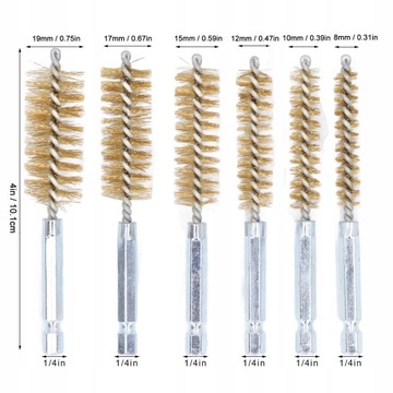 НАБОР ИЗ 6 МЕДНЫХ ЩЕТОК ДЛЯ ДРЕЛЬ, ОТВЕРТКИ, СТАЛИ, МЕТАЛЛА, ДЕРЕВА
