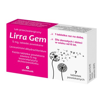 Lirra Gem 5 mg alergia uczulenie pyłki 7 tabl.