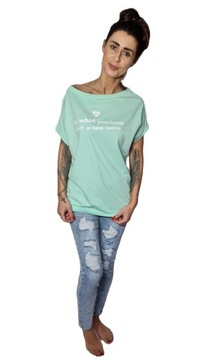 By o la la t-shirt bluzka DO WHAT YOU LOVE mięta M