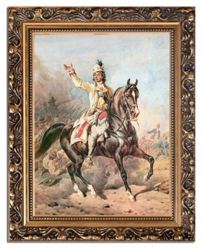 Tadeusz Kościuszko na koniu J Kossak obraz w ramie