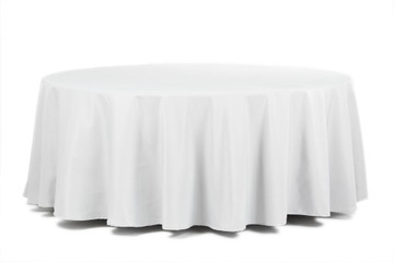 OBRUS PLAMOODPORNY BIAŁY GŁADKI NA STÓŁ OKRĄGŁY Fi320cm poliester 180g