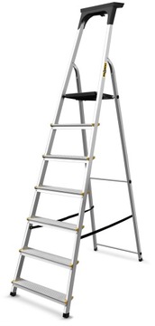 Drabina aluminiowa domowa jednostronna 7 stopniowa z półką DRABEST 150 kg