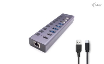 Концентратор USB 3.0/USB-C, 9 портов LAN + адаптер питания