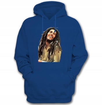 Bluza męska kaptur BOB MARLEY-001 niebieska r.S