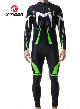 X-TIGER Strój Rowerowy Komplet Kolarski Zestaw Bluza Leginsy TERMO S