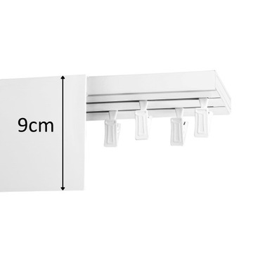 Szyna sufitowa z osłoną 9 cm Karnisz sufitowy podwójny z maskownicą 530 cm