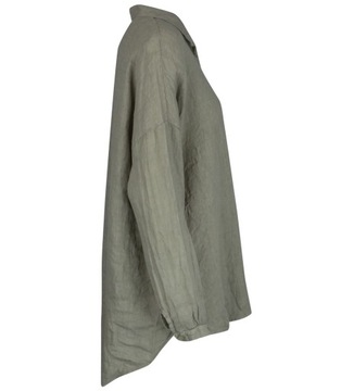 Długa lekka luźna koszula lniana dłuższy tył długi rękaw LAILA 2 (Beżowy)