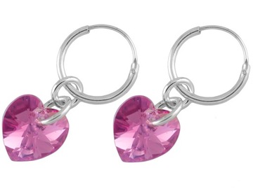 VERSIL kolczyki koła 14 mm serca Swarovski SREBRO