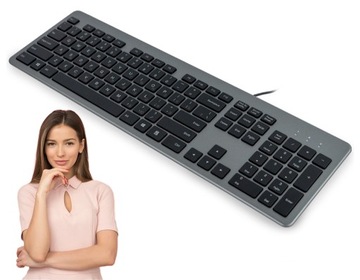 KLAWIATURA PRZEWODOWA Z CYRYLICĄ QWERTY BLOK NUMERYCZNY USB KOMPUTER LAPTOP
