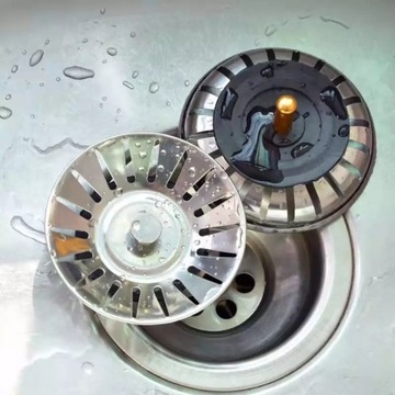 KOREK METALOWE DO ZLEWU ZLEWOZMYWAKA SITKO DUŻE WYCIĄGANE NA KLIK 78MM