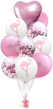 BALONY FLAMING KONFETTI ŚLUB URODZINY ZESTAW 10SZT
