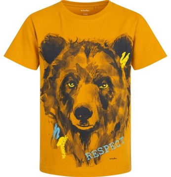 T-shirt chłopięcy Koszulka dziecięca 134 Bawełna pomarańcz Niedźwiedź Endo
