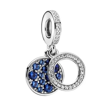 Charms Cyrkonia Pave Niebieski Zawieszka srebro 925