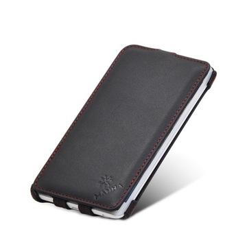 Etui z klapką LEICKE Samsung Galaxy Note 4 Edge skóra nappa czarna