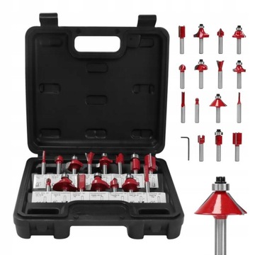 НАБОР ИЗ 15 ФРЕЗ ДЛЯ ДЕРЕВА 1/4 ФРЕЗЫ