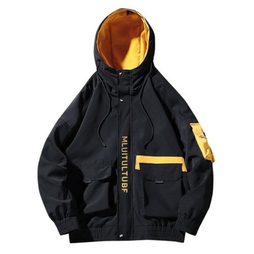Sporty Stylish Elastic Cuff Hood Baseball Jacket