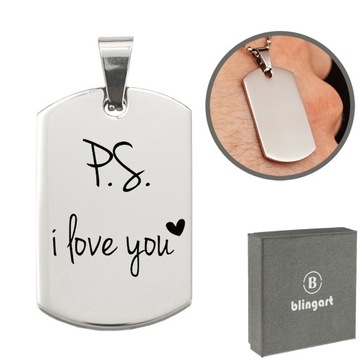 КУЛОН МУЖСКОЙ ЖЕТОН С ГРАВИРОВКОЙ, СЕРЕБРЯНАЯ ПЛИТА, СТАЛЬ 316L