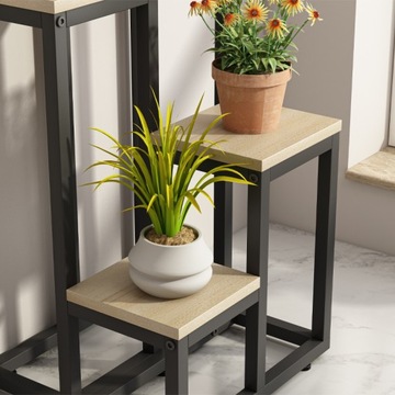 KWIETNIK METALOWY 4-POZIOMOWY PIĘTROWY STOJAK DONICZKI ROŚLINY KWIATY LOFT