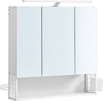 Szafka ścienna z lustrem, szafka łazienkowa z lampą LED, z kablem, 3 -drzwi