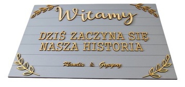 Tablica powitalna 3D Dziś zaczyna się nasza histor