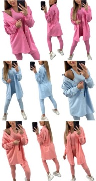 КОМПЛЕКТ ПЛАТЬЯ 3в1 СПОРТИВНЫЙ НАБОР = РУБАШКА + ТОП В РЕБРУСКУ + ЛЕГГИНГИ В РЕЗИНКУ S