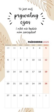 Kalendarz 2025 PLANER miesięczny do notatek 22x46cm CYTATY (rok bieżący)