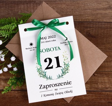 Zaproszenia na I komunię św komunijne zaproszenie Kartka z kalendarza