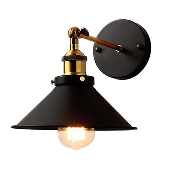black lampshade retro American iron wall lamp