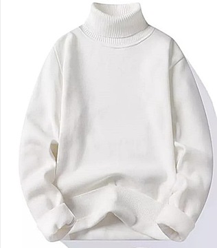 MD gruby bawełniany golf sweter męski 2XL | biały