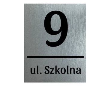 Grawerowana tabliczka adresowa numer domu srebrna TABLICA 20x15cm