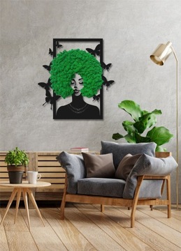 Украшение ЖЕНЩИНА с мхом 70см афро волосы из мха хроботка живой образ