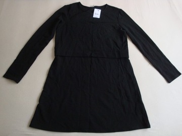 TEZENIS czarna sukienka dresowa dzianinowa minimalizm 36 38