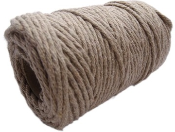 Sznurek Bawełniany Skręcany do Makramy BEŻOWY 60m 2mm