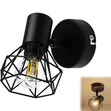 E14 LAMPA ŚCIENNA SUFITOWA METALOWY KINKIET WEWNĘTRZNE OBROTOWY REFLEKTOR
