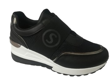 Półbuty sneakersy r38 na koturnie czarne botki
