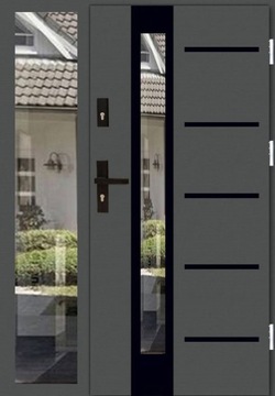 DRZWI STALOWE Z DOŚWIETLEM BOCZNYM DB INOX 16ZD5 BLACK PIANA UD 1,3