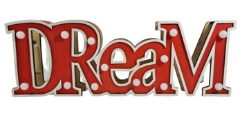 SMUKEE Drewniany napis Led DREAM